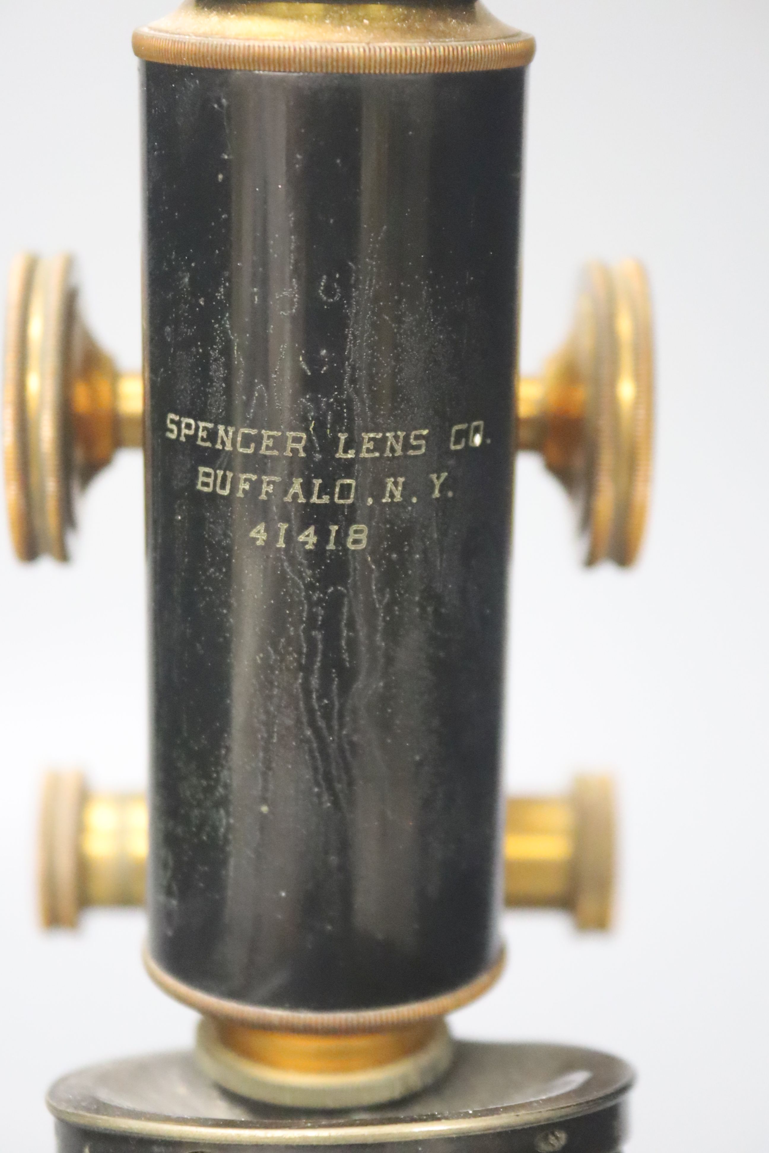 A Spencer Lens Company, Buffalo, New York, lacquered microscope, serial no.41418